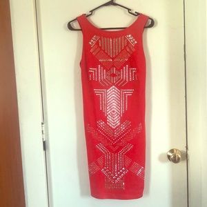high neckline dress with decals